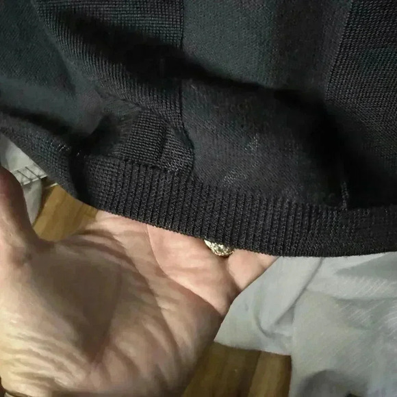 Elliott Men’s Large Black Stripped Pullover Black Knit Textured V Neck Top - Picture 8 of 13